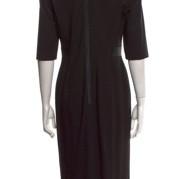 REBECCA TAYLOR NWoT Black Dress $320 Sz 10 / large Leather Sheath Work Pencil - Picture 9 of 9